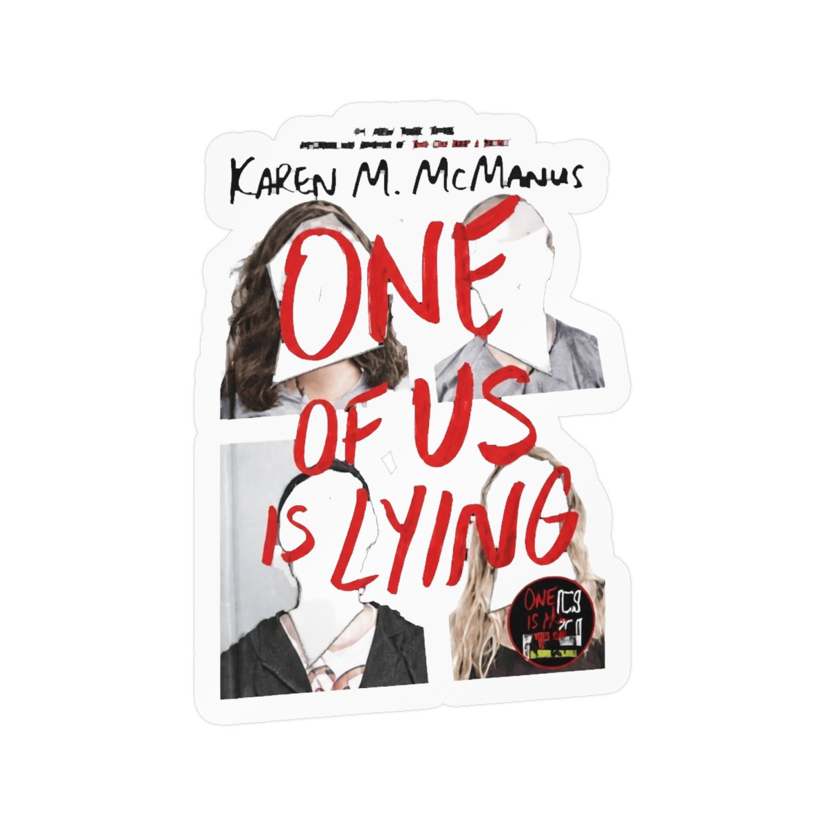 One of Us is Lying Book Stack Sticker | Gift Laptop Decal Planner Waterproof Stickers Books Bookish YA Mystery Karen M. Mcmanus - alternate angle 1, merchandise