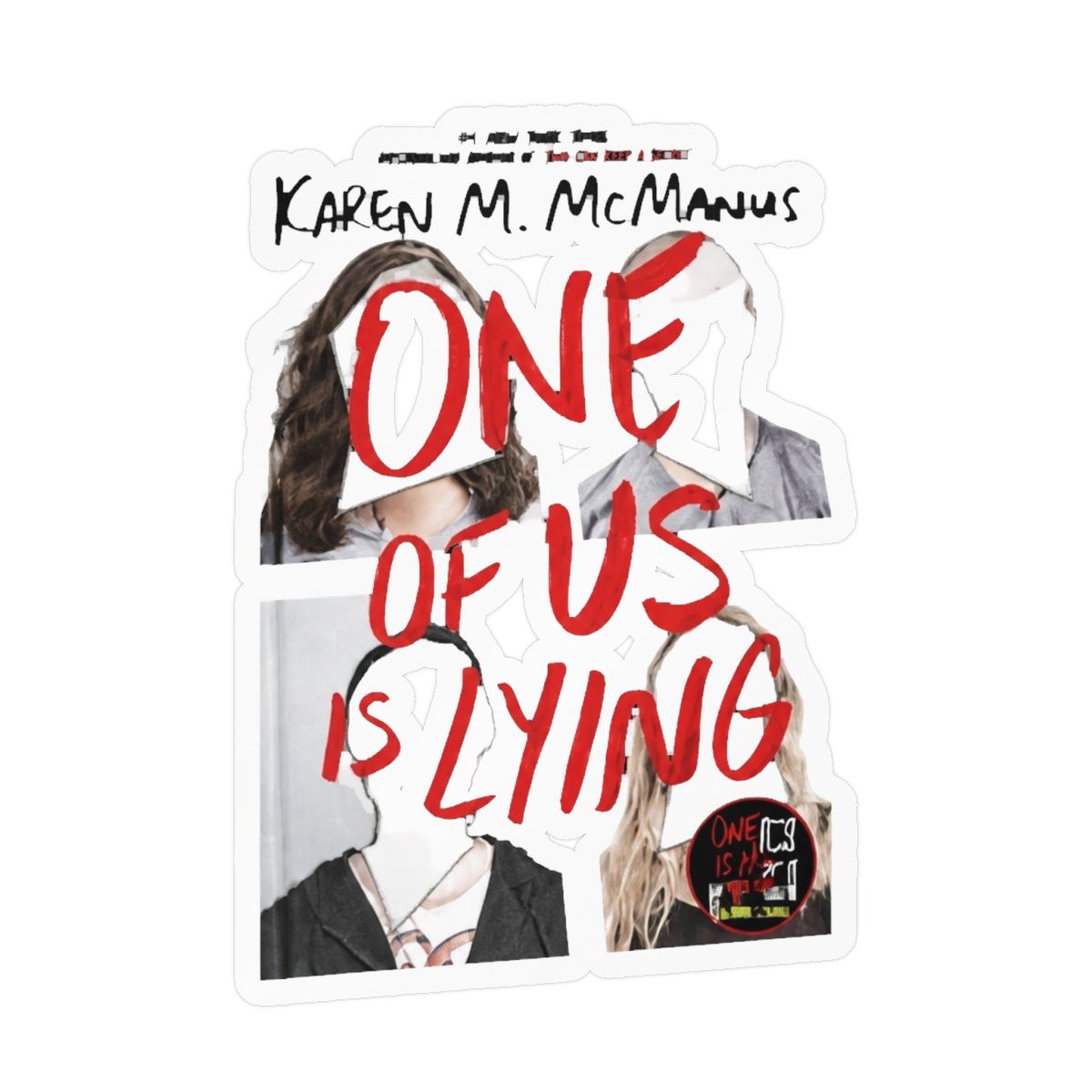 One of Us is Lying Book Stack Sticker | Gift Laptop Decal Planner Waterproof Stickers Books Bookish YA Mystery Karen M. Mcmanus - alternate angle 2, merchandise